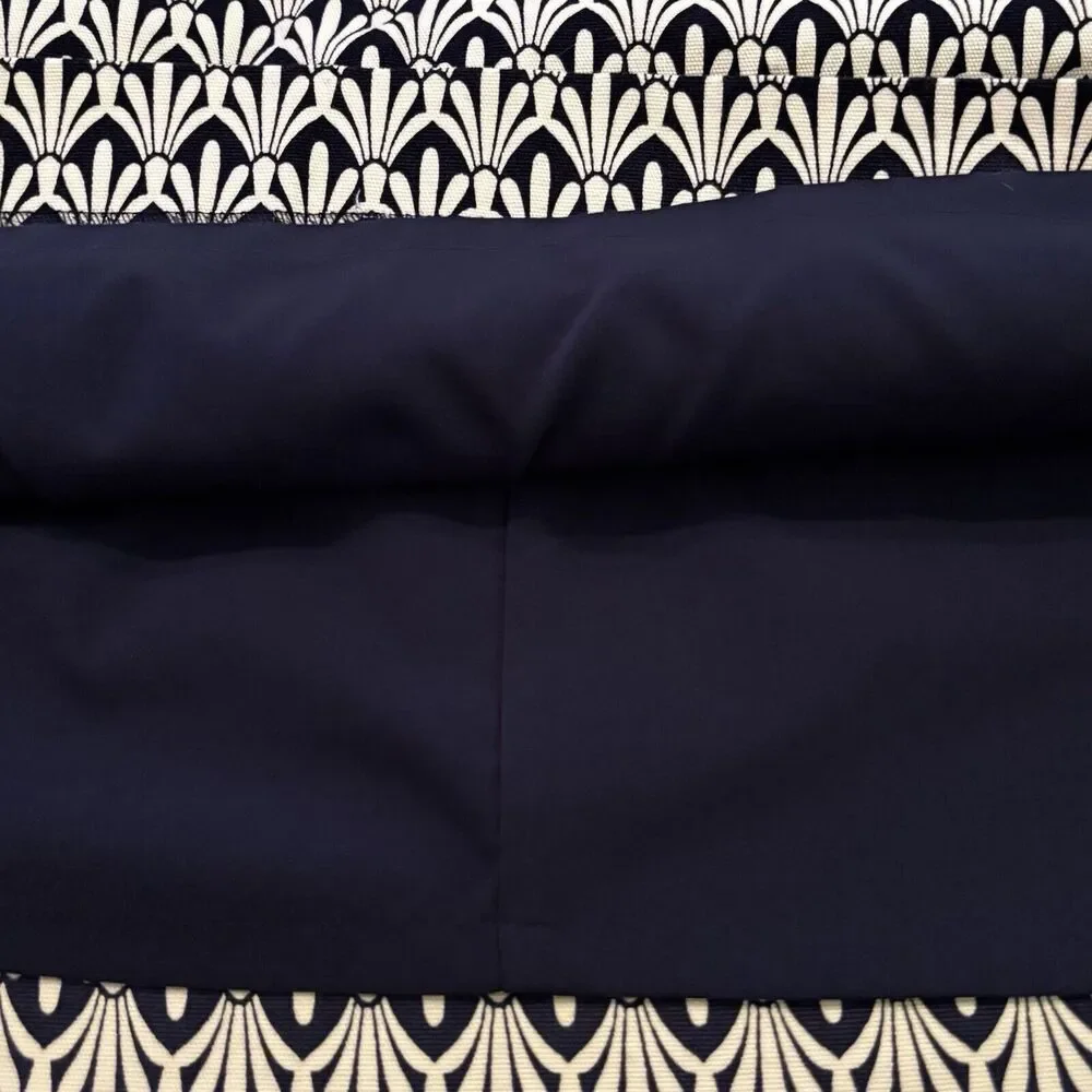Talbots Navy Blue White Gatsby Art Deco Straight Skirt Size 14 Preppy NWOT